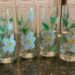Set of 6 handpainted iced tea glasses, gift boxed